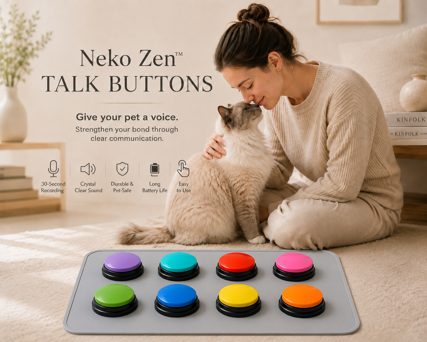 Neko Zen™ Talk Buttons Communication Kit for Cats & Dogs